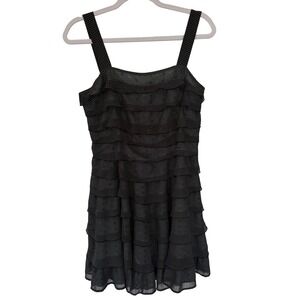 Chaber Black White Polka Dot Dress Ruffles Sleeveless Hidden Layer Medium